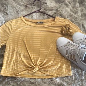 Yellow & White striped Crop Top